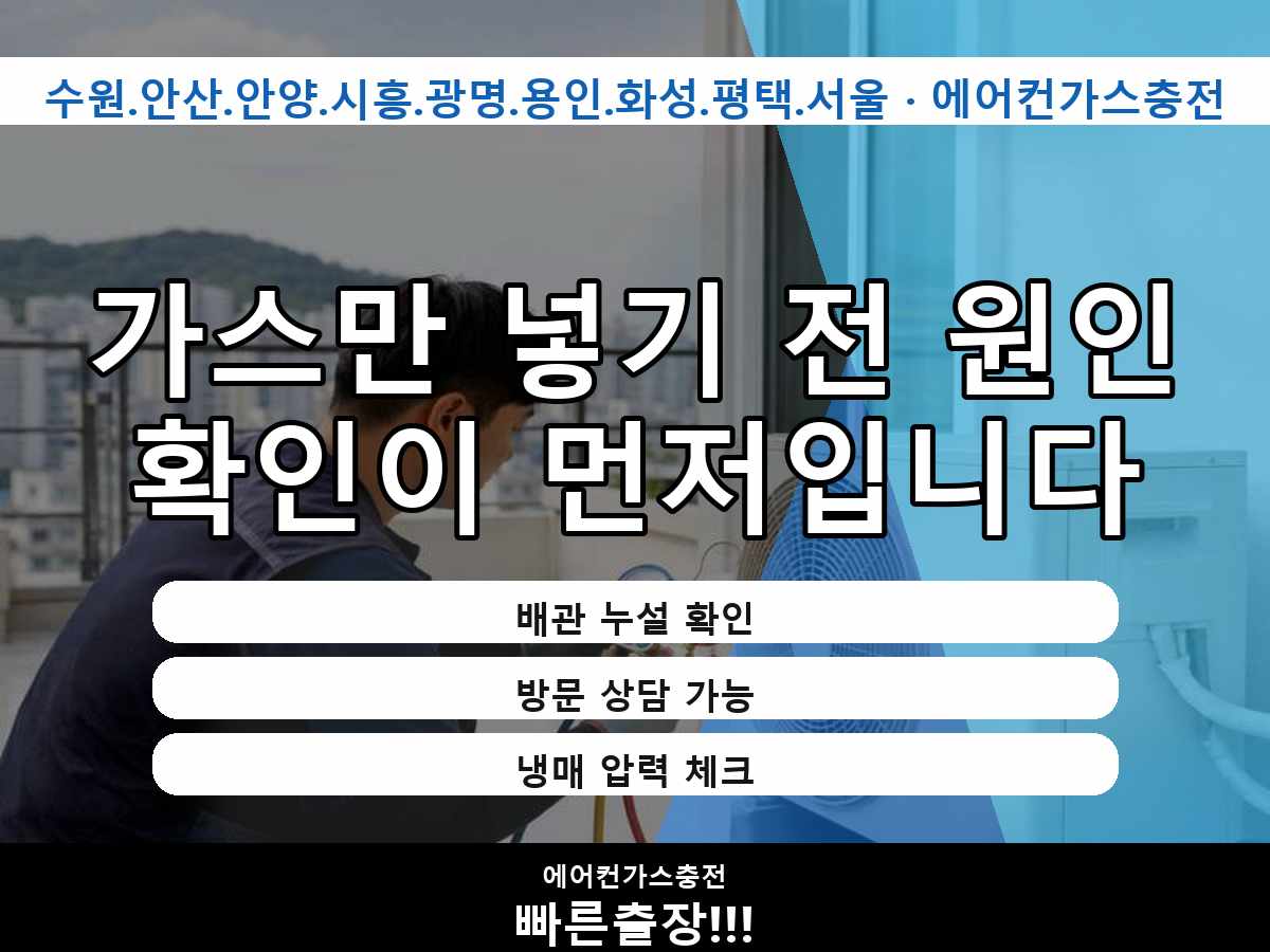 용인시 죽능리 냉방이 금방 약해짐 확인 후 실외기상태확인